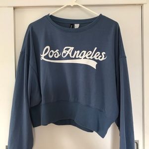 H&M Blue Los Angeles Cropped Crewneck